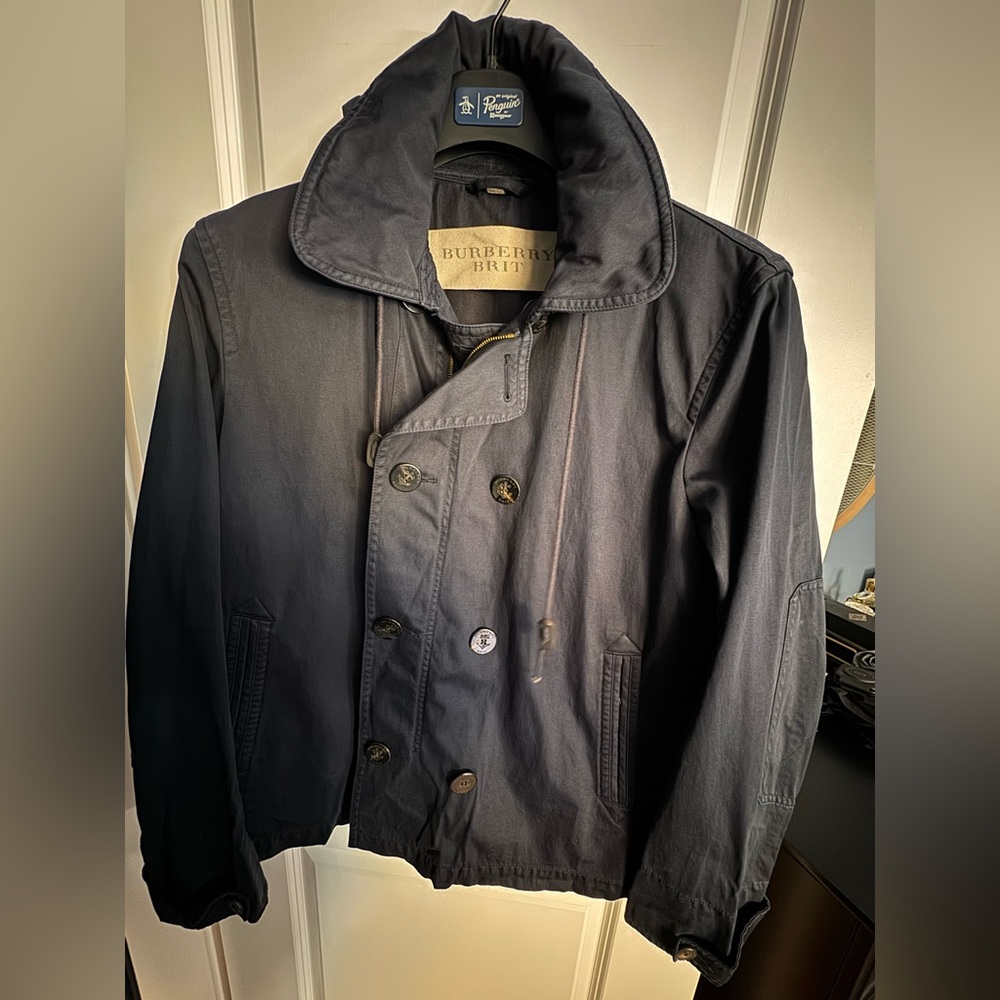 Burberry Navy Pea Coat for Men